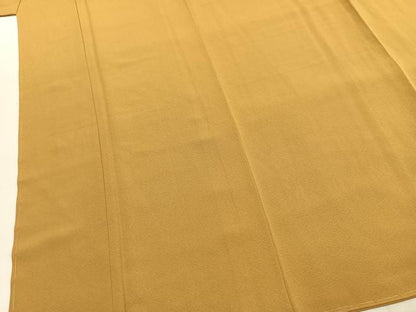 平和屋着物●上質な色無地　山吹茶色　正絹　逸品　未使用　AABK1474fy