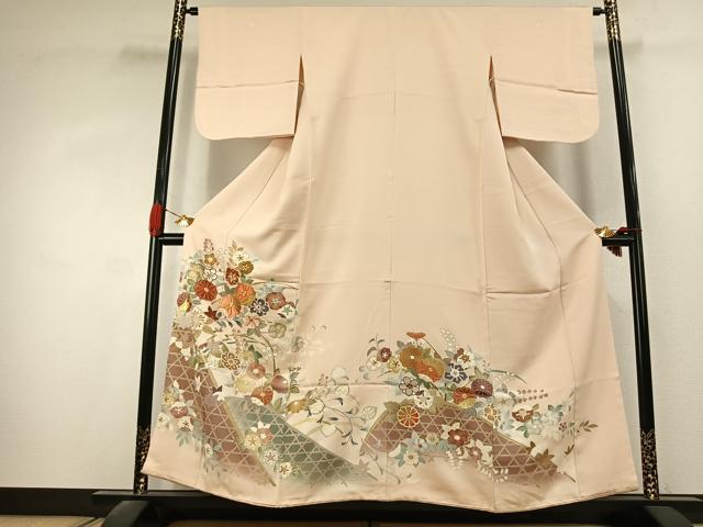 平和屋着物●創業460年・千總　色留袖　駒刺繍　草花文　暈し染め　金彩　大丸扱い　正絹　逸品　AABK1475fy