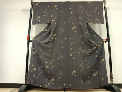 平和屋着物●上質な小紋　舞桜文　金彩　正絹　逸品　未使用　AABK1476fy