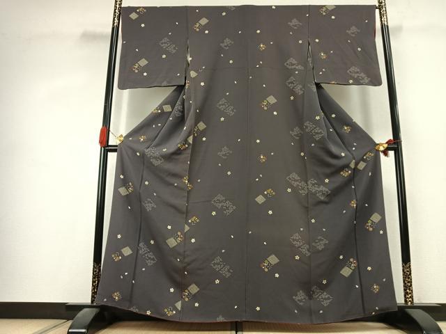 平和屋着物●上質な小紋　舞桜文　金彩　正絹　逸品　未使用　AABK1476fy