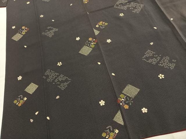 平和屋着物●上質な小紋　舞桜文　金彩　正絹　逸品　未使用　AABK1476fy