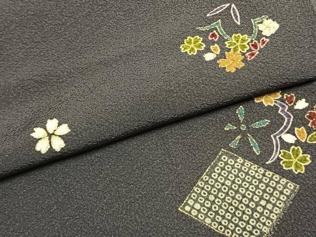 平和屋着物●上質な小紋　舞桜文　金彩　正絹　逸品　未使用　AABK1476fy