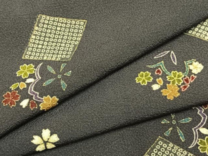 平和屋着物●上質な小紋　舞桜文　金彩　正絹　逸品　未使用　AABK1476fy