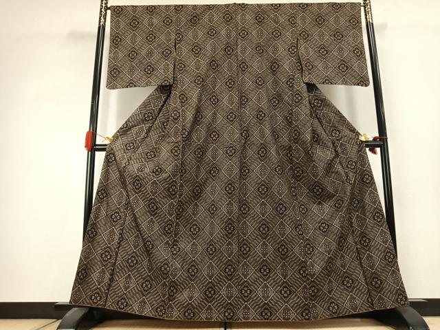 平和屋着物●本場大島紬　龍郷絣　正絹　逸品　AABK1477fy