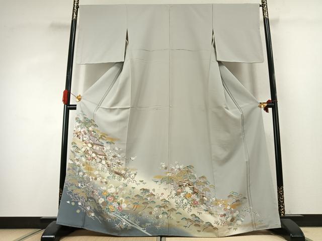 平和屋着物●豪華色留袖 友禅 松竹梅 風景文 暈し染め 金彩 正絹 逸品 未使用 AABK1479fy