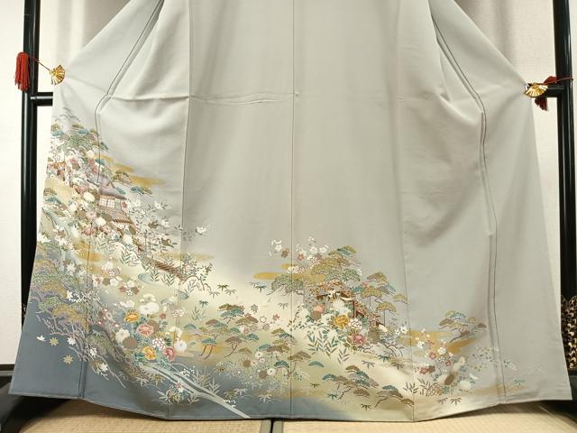 平和屋着物●豪華色留袖 友禅 松竹梅 風景文 暈し染め 金彩 正絹 逸品 未使用 AABK1479fy