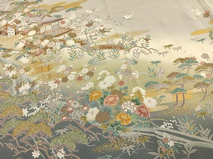 平和屋着物●豪華色留袖 友禅 松竹梅 風景文 暈し染め 金彩 正絹 逸品 未使用 AABK1479fy