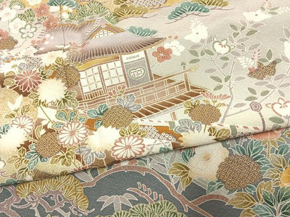 平和屋着物●豪華色留袖 友禅 松竹梅 風景文 暈し染め 金彩 正絹 逸品 未使用 AABK1479fy