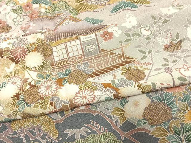 平和屋着物●豪華色留袖 友禅 松竹梅 風景文 暈し染め 金彩 正絹 逸品 未使用 AABK1479fy