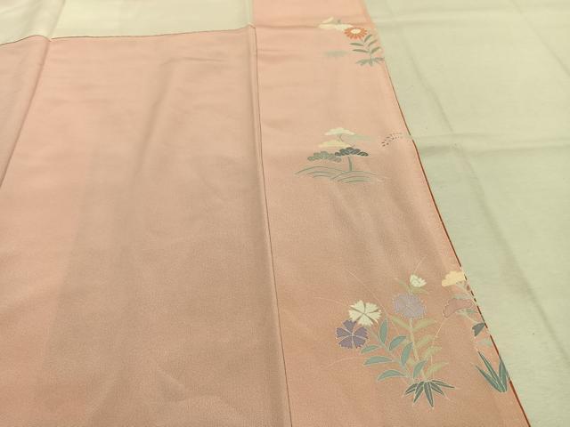 平和屋着物●訪問着　友禅　扇面花文　暈し染め　金彩　正絹　逸品　未使用　AABK1480fy
