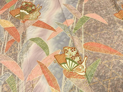 平和屋着物●豪華振袖　駒刺繍　花蝶文　暈し染め　金彩　正絹　逸品　AABK1481fy