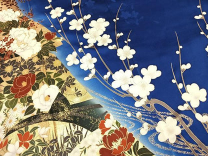 平和屋着物●豪華振袖　駒刺繍　地紙花文　暈し染め　金彩　正絹　逸品　AABK1483fy