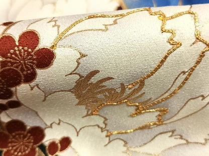 平和屋着物●豪華振袖　駒刺繍　地紙花文　暈し染め　金彩　正絹　逸品　AABK1483fy