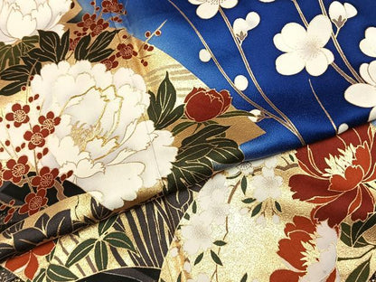 平和屋着物●豪華振袖　駒刺繍　地紙花文　暈し染め　金彩　正絹　逸品　AABK1483fy