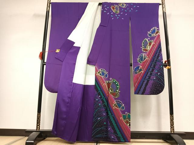 平和屋着物●豪華振袖　花蝶文　暈し染め　金彩　正絹　逸品　AABK1486fy