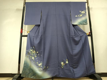 平和屋着物●訪問着　作家物　枝花文　暈し染め　金銀彩　正絹　逸品　AABK1487fy