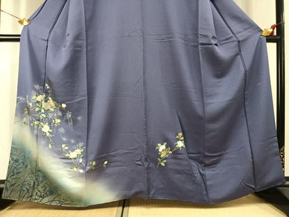 平和屋着物●訪問着　作家物　枝花文　暈し染め　金銀彩　正絹　逸品　AABK1487fy