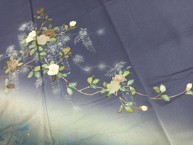 平和屋着物●訪問着　作家物　枝花文　暈し染め　金銀彩　正絹　逸品　AABK1487fy