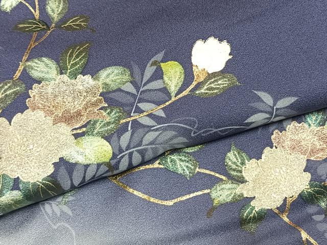 平和屋着物●訪問着　作家物　枝花文　暈し染め　金銀彩　正絹　逸品　AABK1487fy