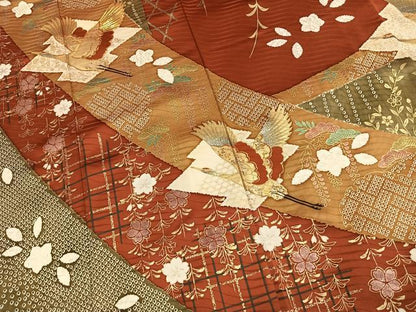 平和屋着物●豪華振袖　駒刺繍　花鳥文　金銀彩　正絹　逸品　AABK1489fy
