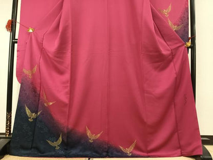 平和屋着物●染色作家　斉藤三才　振袖　寿光織　三才鳥　暈し染め　正絹　逸品　AABK1490fy