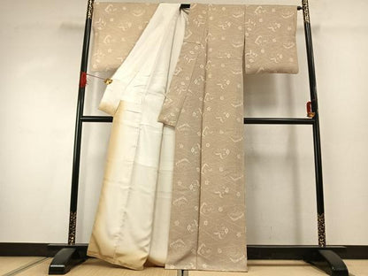 平和屋着物●人間国宝　南部芳松　突彫り　小紋　花蝶文　正絹　逸品　AABK1491fy