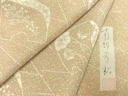 平和屋着物●人間国宝　南部芳松　突彫り　小紋　花蝶文　正絹　逸品　AABK1491fy