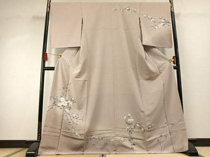 平和屋着物●訪問着　友禅　枝花文　暈し染め　ロング丈　正絹　逸品　AABK1496fy