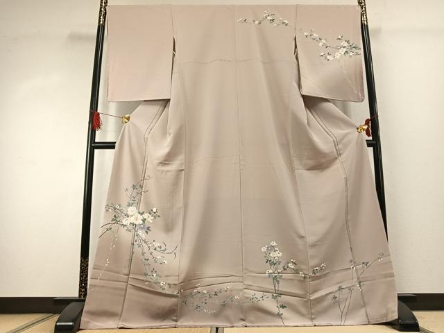 平和屋着物●訪問着　友禅　枝花文　暈し染め　ロング丈　正絹　逸品　AABK1496fy