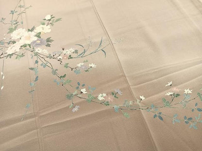 平和屋着物●訪問着　友禅　枝花文　暈し染め　ロング丈　正絹　逸品　AABK1496fy