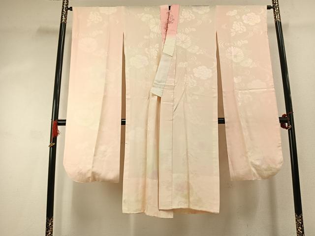 平和屋着物●振袖用長襦袢　無双仕立て　草花地紋　暈し染め　半衿刺繍　正絹　逸品　AABK1501fy