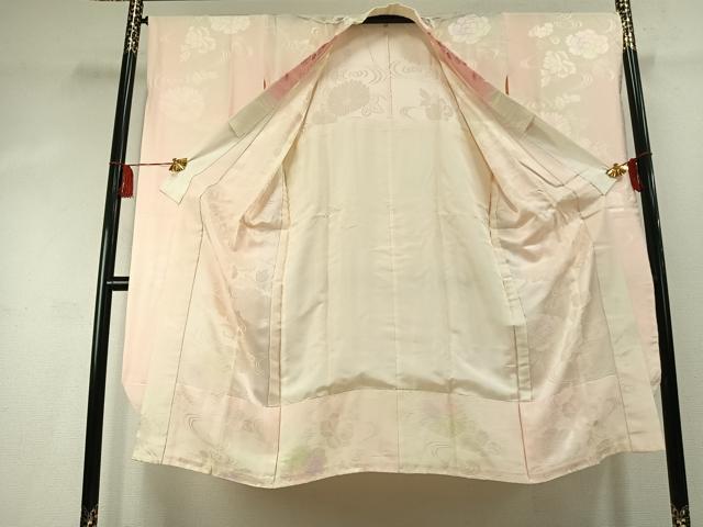 平和屋着物●振袖用長襦袢　無双仕立て　草花地紋　暈し染め　半衿刺繍　正絹　逸品　AABK1501fy
