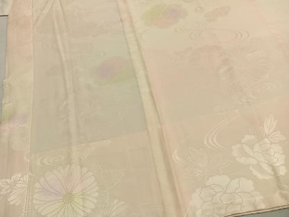 平和屋着物●振袖用長襦袢　無双仕立て　草花地紋　暈し染め　半衿刺繍　正絹　逸品　AABK1501fy