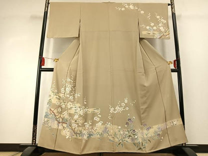 平和屋着物●訪問着　作家物　枝梅文　金彩　正絹　逸品　AABK1504fy