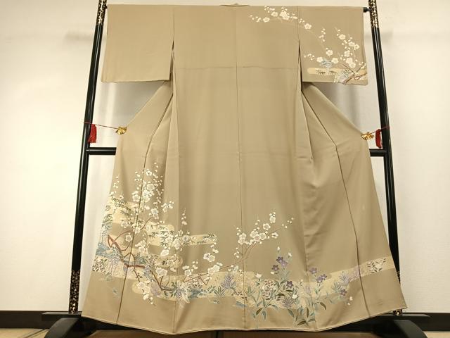 平和屋着物●訪問着　作家物　枝梅文　金彩　正絹　逸品　AABK1504fy