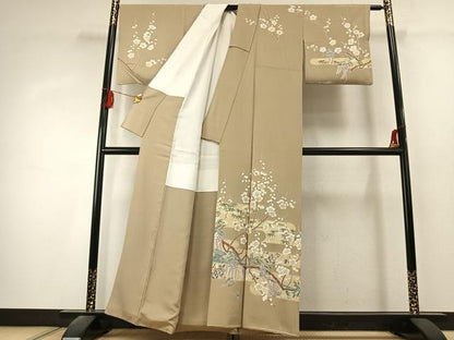 平和屋着物●訪問着　作家物　枝梅文　金彩　正絹　逸品　AABK1504fy