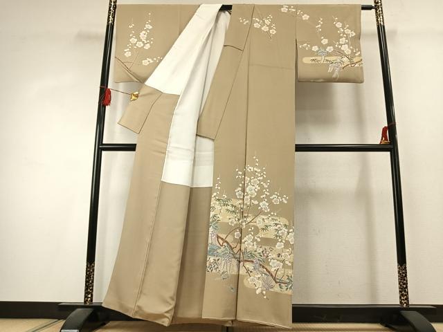 平和屋着物●訪問着　作家物　枝梅文　金彩　正絹　逸品　AABK1504fy