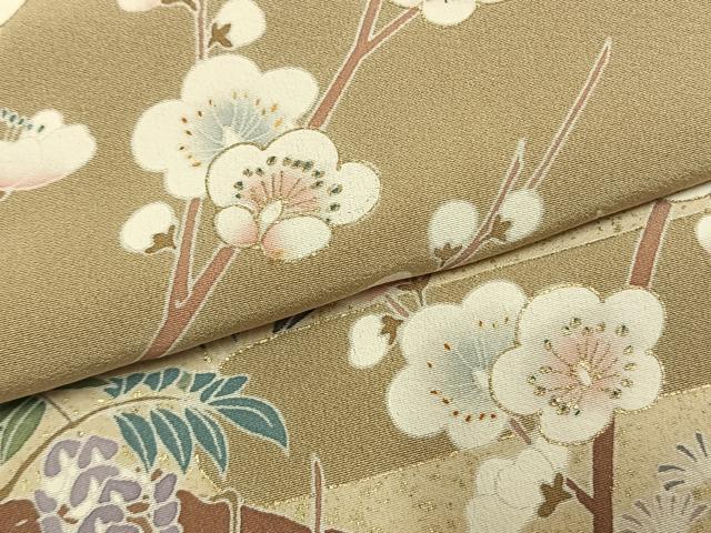 平和屋着物●訪問着　作家物　枝梅文　金彩　正絹　逸品　AABK1504fy