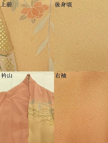 平和屋着物●訪問着　草花文　暈し染め　金銀彩　正絹　逸品　AABK1507fy