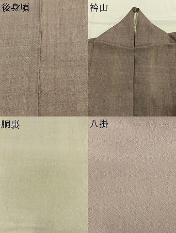 平和屋着物●結城紬　色無地　鳩羽鼠色　正絹　逸品　AABK1508fy
