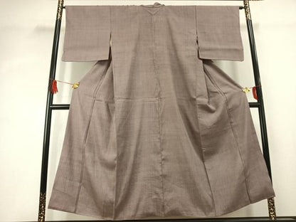 平和屋着物●結城紬　色無地　鳩羽鼠色　正絹　逸品　AABK1508fy