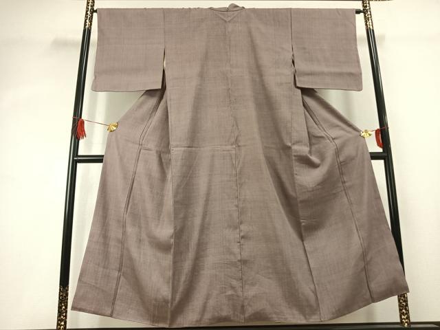 平和屋着物●結城紬　色無地　鳩羽鼠色　正絹　逸品　AABK1508fy