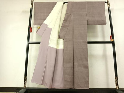 平和屋着物●結城紬　色無地　鳩羽鼠色　正絹　逸品　AABK1508fy