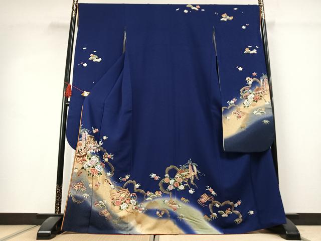 平和屋着物●豪華振袖　刺繍　草花文　暈し染め　金糸　金彩　京都きもの友禅扱い　正絹　逸品　AABK1509fy