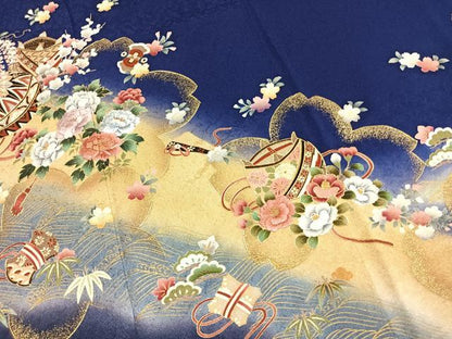 平和屋着物●豪華振袖　刺繍　草花文　暈し染め　金糸　金彩　京都きもの友禅扱い　正絹　逸品　AABK1509fy