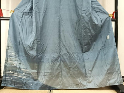 平和屋着物●訪問着　紬地　漢方染　抽象文様　暈し染め　正絹　逸品　AABK1510fy