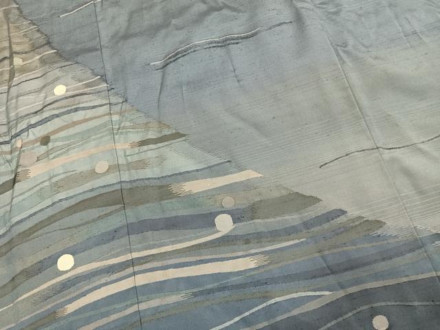 平和屋着物●訪問着　紬地　漢方染　抽象文様　暈し染め　正絹　逸品　AABK1510fy