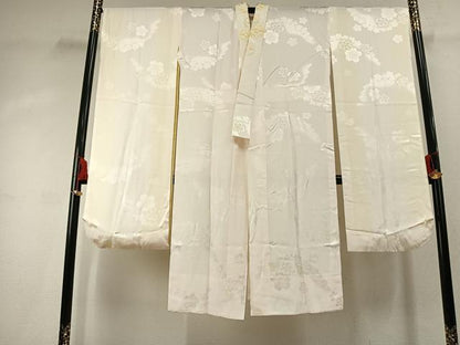 平和屋着物●振袖用長襦袢　無双仕立て　舞桜地紋　暈し染め　半衿刺繍　正絹　逸品　AABK1511fy