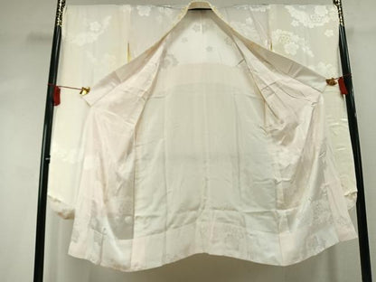 平和屋着物●振袖用長襦袢　無双仕立て　舞桜地紋　暈し染め　半衿刺繍　正絹　逸品　AABK1511fy