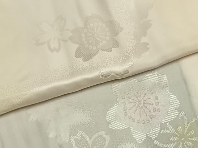 平和屋着物●振袖用長襦袢　無双仕立て　舞桜地紋　暈し染め　半衿刺繍　正絹　逸品　AABK1511fy